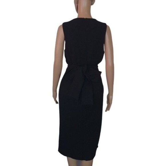 Pasduchas ruffle Midi Dress Black Size 14 w" belt short sleeve cocktail races - Picture 3 of 9